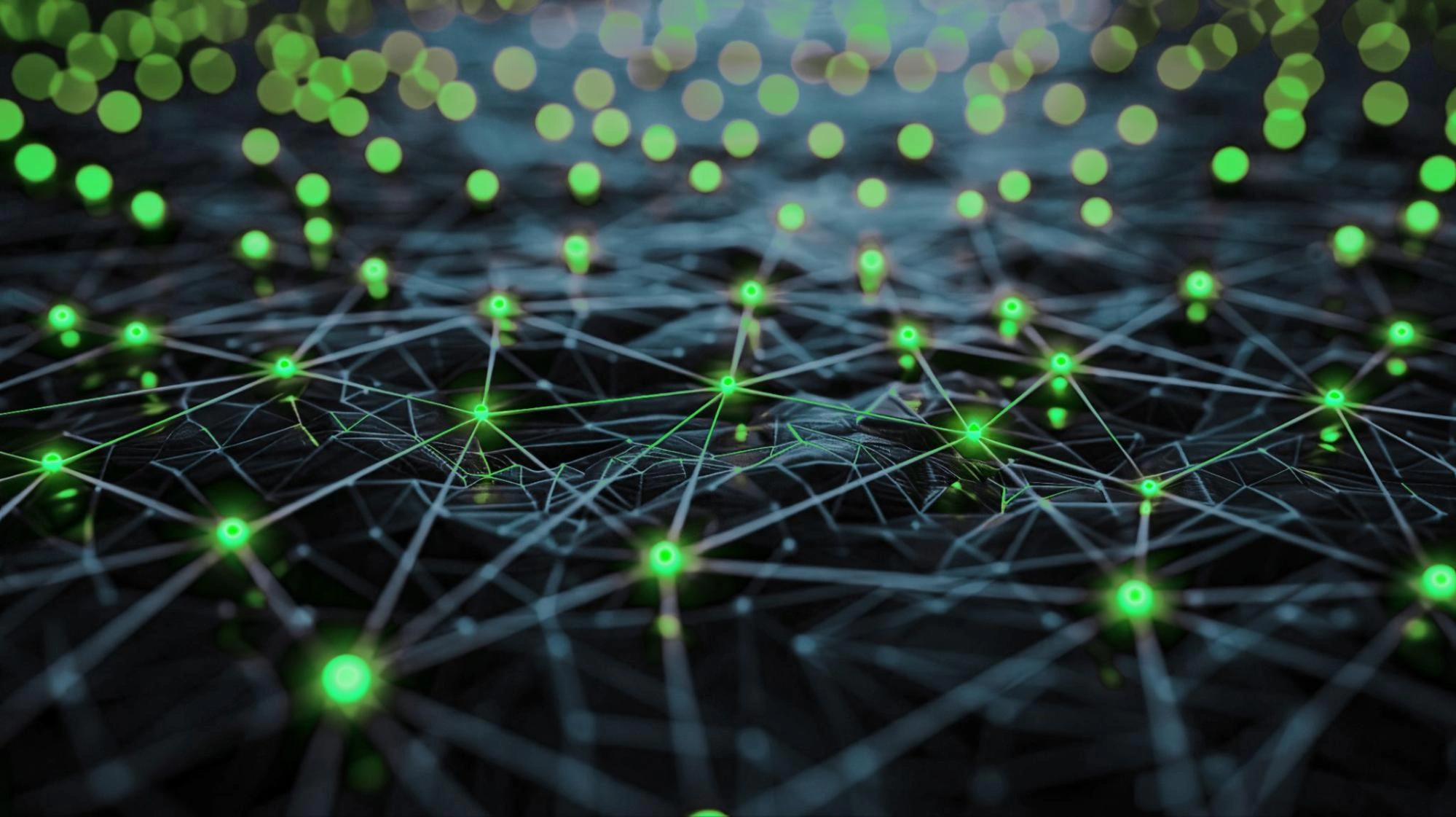 green nodes spreading through networks symbolizing corporate innovation strategy